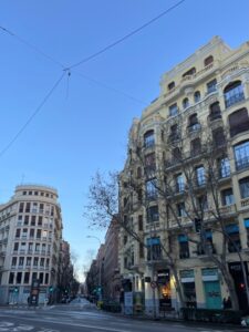 Buildings in a street in Madrid.