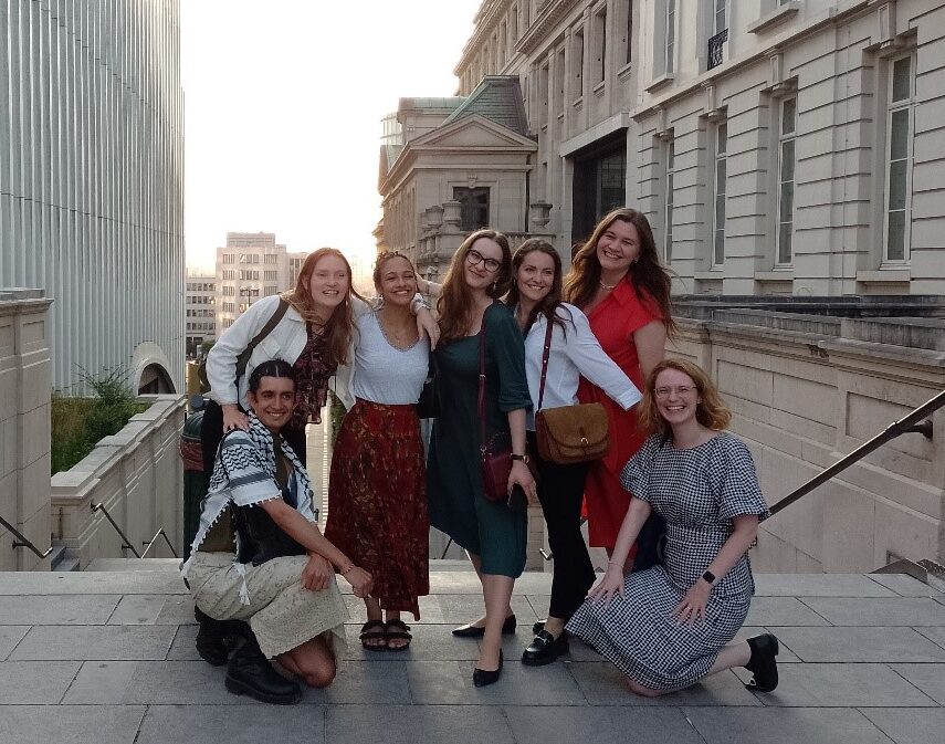 A group of female scholars outside buildings in Brussels last summer, June 2024